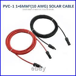 10 AWG Solar Panel Extension Cable PV Wire Solar Connectors Pair Black Red 6mm²