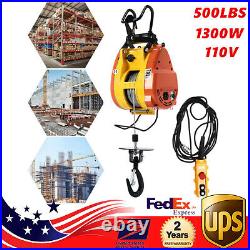 110V Electric Hoist Winch Portable Electric Winch 500lbs Wire Remote Control USA