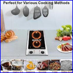 12 Inch 110V-120V Portable Cooktop Ceramic Glass. 2 Burner Electric Cooktop