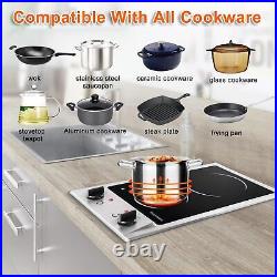 12 Inch 110V-120V Portable Cooktop Ceramic Glass. 2 Burner Electric Cooktop