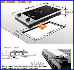 12 Inch 110V-120V Portable Cooktop Ceramic Glass. 2 Burner Electric Cooktop