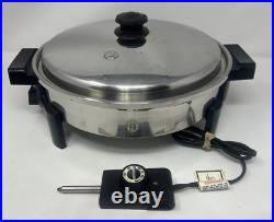 12 SALADMASTER 7256 Stainless Steel Oil Core Electric Skillet with Lid Tested