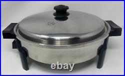 12 SALADMASTER 7256 Stainless Steel Oil Core Electric Skillet with Lid Tested