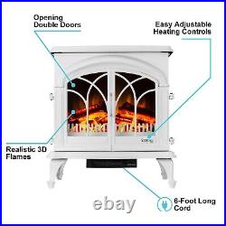 28 XL Denali Portable Freestanding Electric Fireplace Stove 3-D Log and Fi