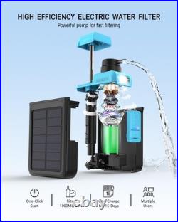 3-in-1 Solar Electric Water Filter Hand Pump Camping Water Filtration Portable