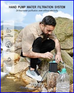 3-in-1 Solar Electric Water Filter Hand Pump Camping Water Filtration Portable