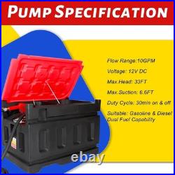 48 Gallon Portable Gasoline Diesel Fuel Transfer Tank with Pump 12V DC Electric
