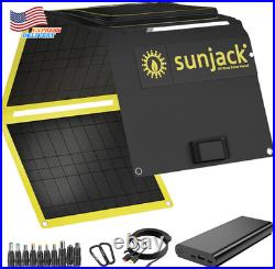 60W Folding IP67 Portable Solar Panel Charger + 100W 25600Mah Power Bank NEW USA