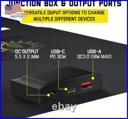 60W Folding IP67 Portable Solar Panel Charger + 100W 25600Mah Power Bank NEW USA