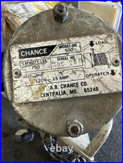 AB Chance Capstan 750 lb Electric Portable Winch Hoist Model 500