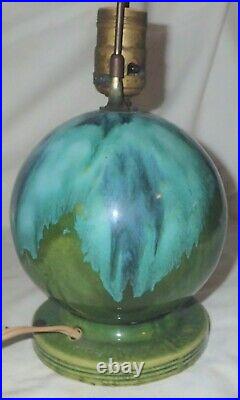 ANTIQUE BRUSH McCOY USA ART POTTERY EARTH GLOBE BALL TABLE LAMP with GREAT GLAZE