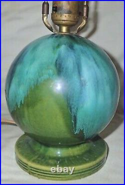 ANTIQUE BRUSH McCOY USA ART POTTERY EARTH GLOBE BALL TABLE LAMP with GREAT GLAZE