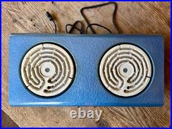 Ajax Portable Dual Electric Stove Ceramic Burners Blue Vintage Works Great