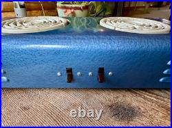 Ajax Portable Dual Electric Stove Ceramic Burners Blue Vintage Works Great