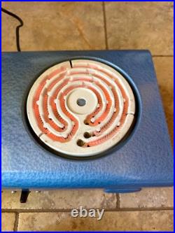Ajax Portable Dual Electric Stove Ceramic Burners Blue Vintage Works Great