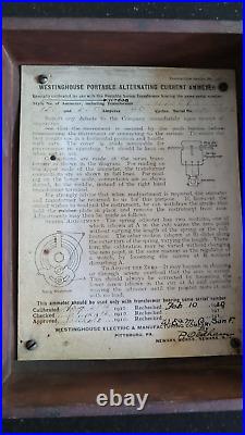 Antique Westinghouse Electric Portable Alternating Current Ammeter, Wood Case