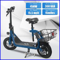 BLUE SPORTS E SCOOTER WithSEAT FOLDABLE ELECTRIC MOPED BIKE ADULT COMMUTE NEW USA
