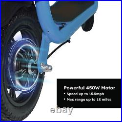 BLUE SPORTS E SCOOTER WithSEAT FOLDABLE ELECTRIC MOPED BIKE ADULT COMMUTE NEW USA