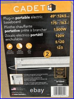 Cadet 4P1500W Portable 49 Electric Baseboard Heater, 120V, 1500W, White Dmg Box