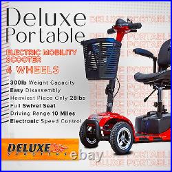 Deluxe Portable Electric Mobility Scooter 4 Wheel for Seniors and Adults Comes