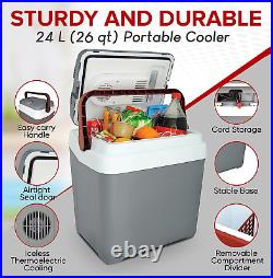 Electric Portable Cooler Plug in 12V Car Cooler 25 L (26 Qt), No Ice Thermo Elec