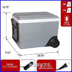Electric Portable Cooler Plug in 12V Car Cooler/Warmer 36 Qt (34 L) WithWheels, No