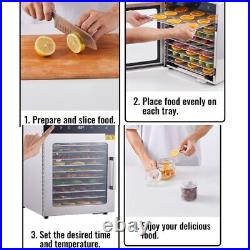 Food Dehydrator Machine 10 Trays 400W Fruit Meat Jerky Dryer Stainless Steel U. S