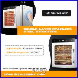 Food Dehydrator Machine 10 Trays 400W Fruit Meat Jerky Dryer Stainless Steel U. S