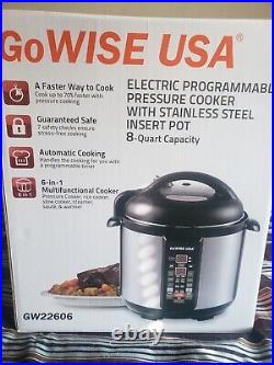 GW22606 GoWISE 8 QUART electric programmable stainless pressure cooker unused