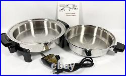 Kitchen Craft West Bend Electric Skillet LIQUID CORE with 2 Qt Pot DOME Lid Vtg EX