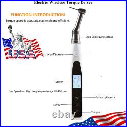 Portable Electric Dental Implant Torque Wrench Driver 201 Contra Angle Kit USA