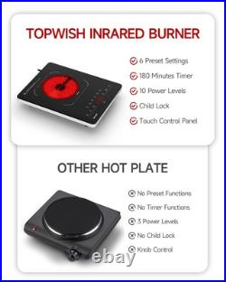 Portable Electric Stove, 110V Single Burner Electric Cooktop, Countertop Burne