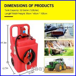 Portable Gasoline Diesel Fuel Caddy Transfer Tank 32 Gallon, with12V 10GPM Pump