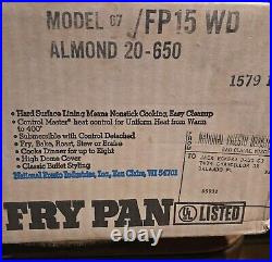 Presto 15 Jumbo Fry Pan High Dome Factory Sealed FP15WD Almond NIB Vintage