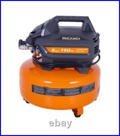 RIDGID 6 Gal. 150 PSI Portable Electric Oil-Free Air Compressor with Hose & Nailer