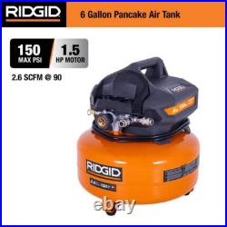RIDGID 6 Gal. 150 PSI Portable Electric Pancake Air Compressor Dual Connectors