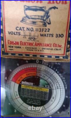 Rare Antique ELECTRIC EDISON APPLIANCE Co. USA HOTPOINT Travel Iron CAT #113F22