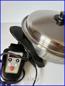 SALADMASTER Electric Oil Core Skillet with Cover, Stainless Steel SA0120CU WORKS