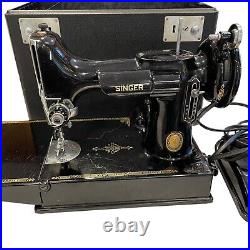 Singer 221 Featherweight Sewing Machine Vintage 1954 Portable Electric Case Cord