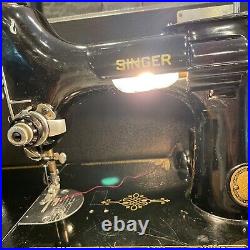 Singer 221 Featherweight Sewing Machine Vintage 1954 Portable Electric Case Cord