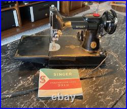 Singer Featherweight Model 221K Sewing Machine c. 1948 Black Runs