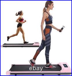 USA-Electric Treadmill Under Desk Walk Pad Portable Fitness Running Machine Pink