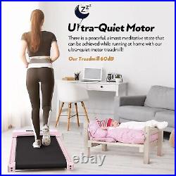USA-Electric Treadmill Under Desk Walk Pad Portable Fitness Running Machine Pink