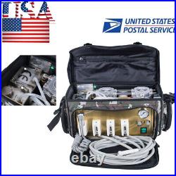 USA Portable Dental Unit Air Compressor Suction System 3 Syringe 4 Hole Black