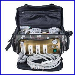 USA Portable Dental Unit Air Compressor Suction System 3 Syringe 4 Hole Black