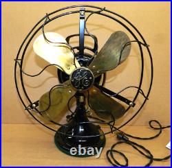 VINTAGE 1922 NICE GENERAL ELECTRIC GE RESTORED Oscillating Fan 12 brass Blade