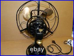 VINTAGE 1922 NICE GENERAL ELECTRIC GE RESTORED Oscillating Fan 12 brass Blade