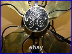 VINTAGE GENERAL ELECTRIC GE RESTORED Oscillating Fan 12 brass Blade