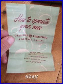Vintage 1946/47 General Electric GE Radio 260 Portable Tube AM Short Wave