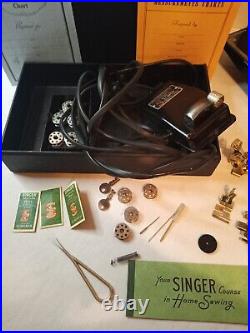 Vintage 1948 Singer Portable Electric Sewing Machine 221-1 Withextras